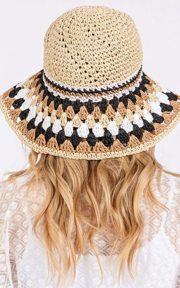 MH0212 MULTI COLOR STRAW BUCKET HAT
