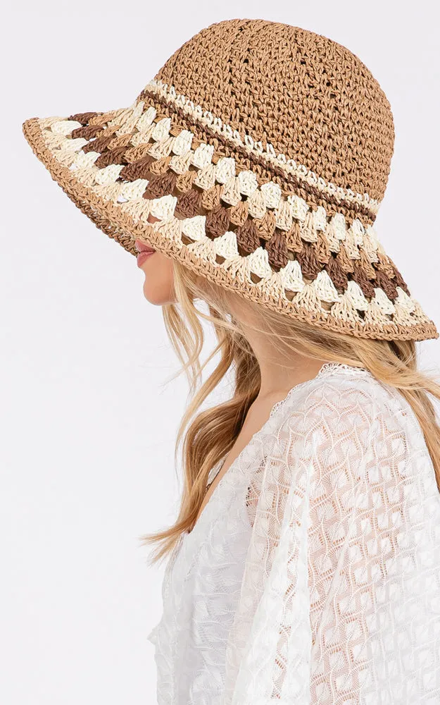 MH0212 MULTI COLOR STRAW BUCKET HAT