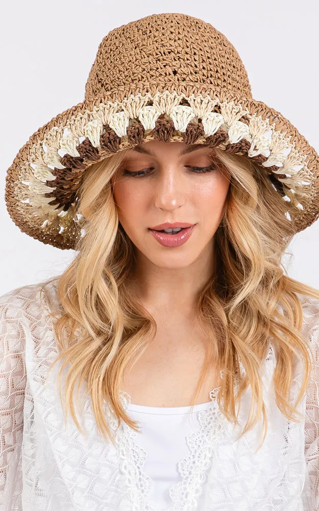 MH0212 MULTI COLOR STRAW BUCKET HAT