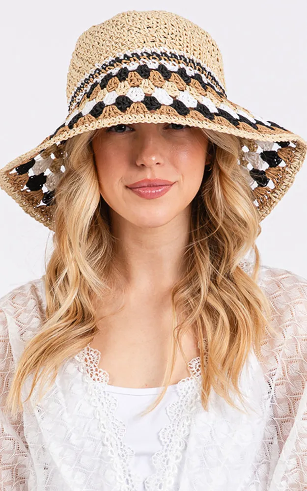 MH0212 MULTI COLOR STRAW BUCKET HAT
