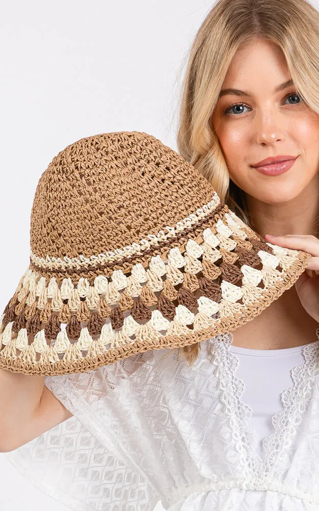 MH0212 MULTI COLOR STRAW BUCKET HAT