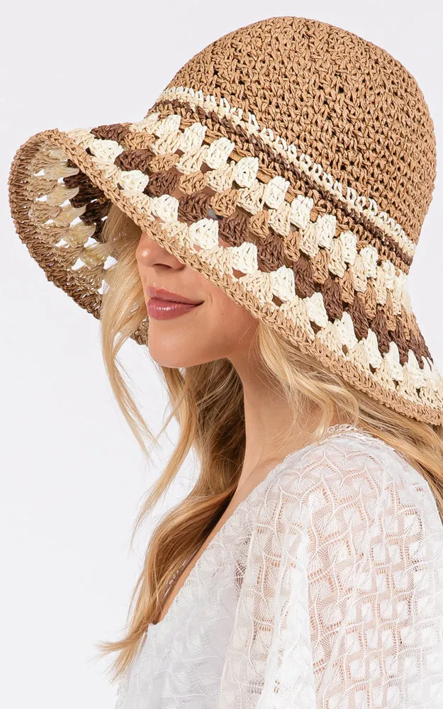 MH0212 MULTI COLOR STRAW BUCKET HAT