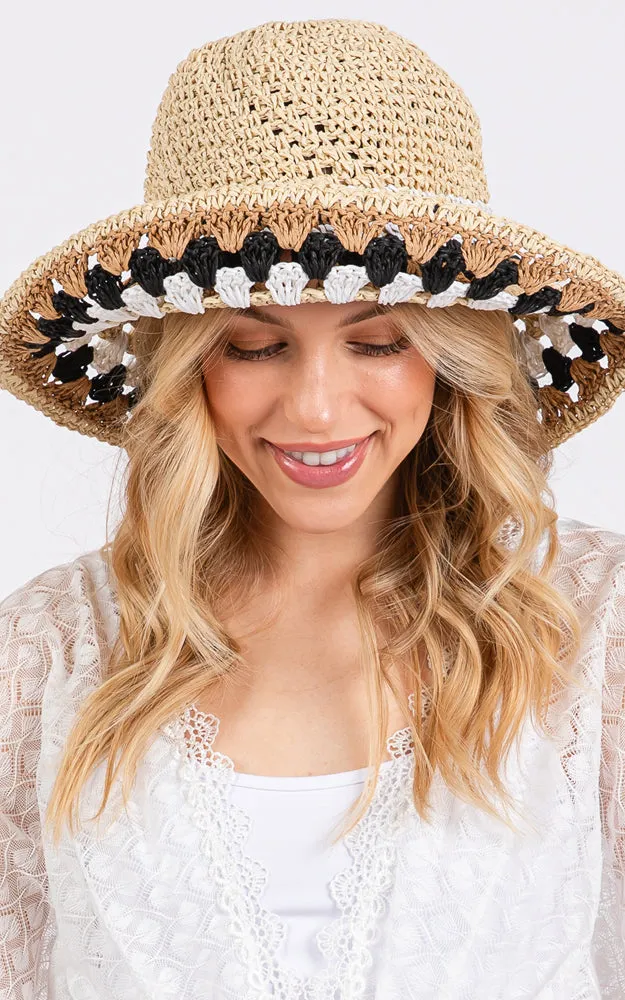 MH0212 MULTI COLOR STRAW BUCKET HAT
