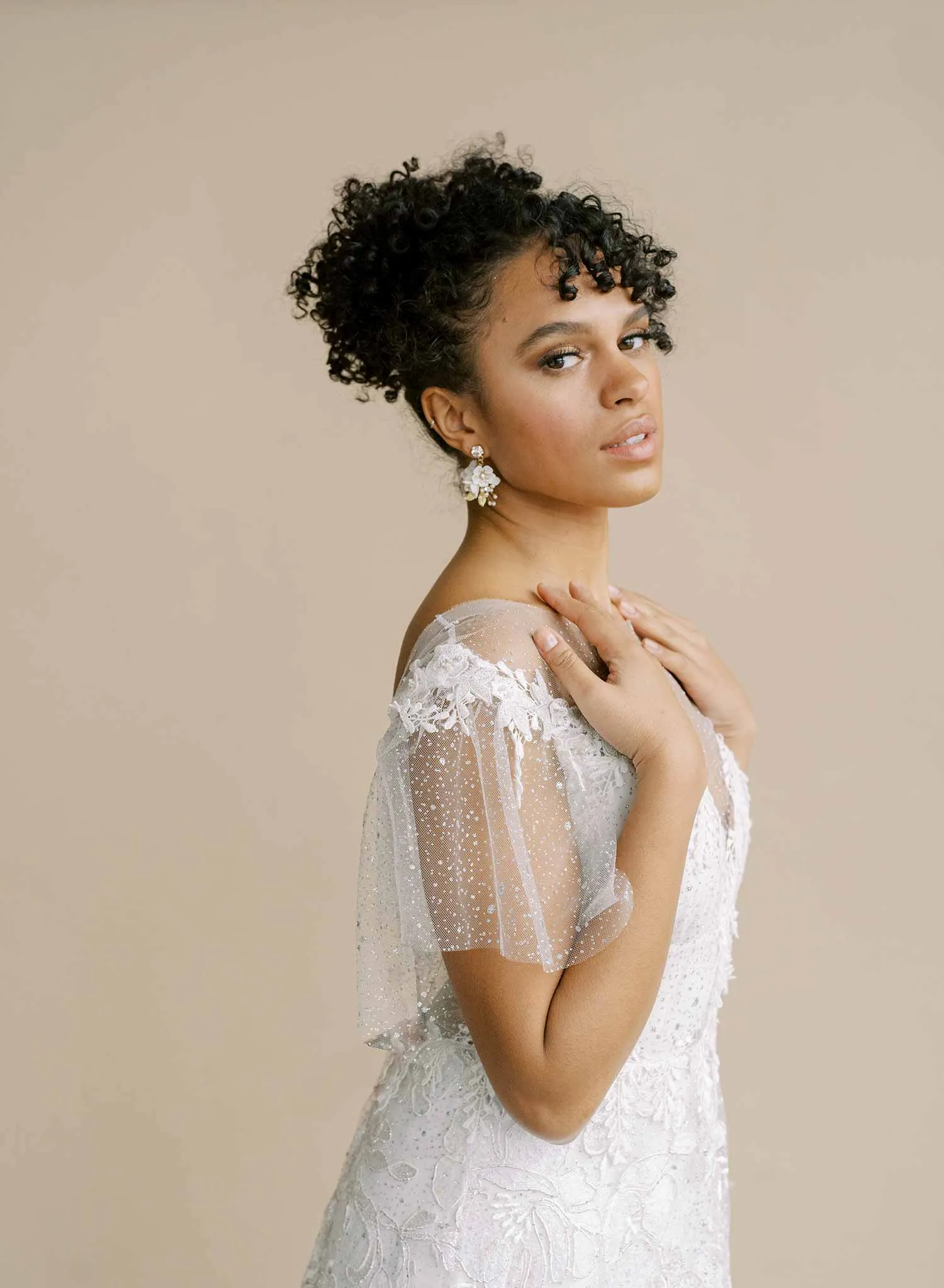 Petite floral and crystal bridal earrings - Style #2100