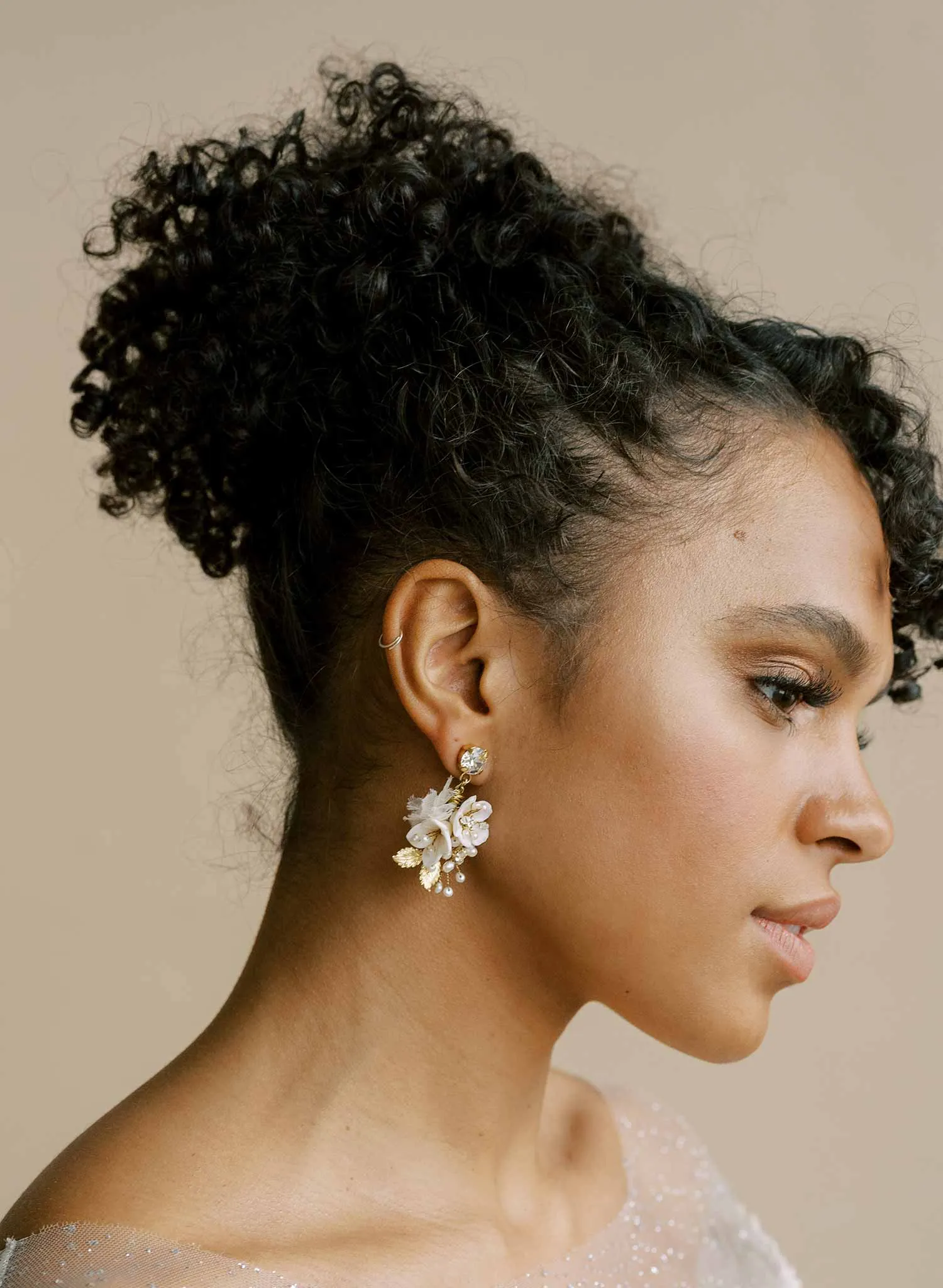 Petite floral and crystal bridal earrings - Style #2100