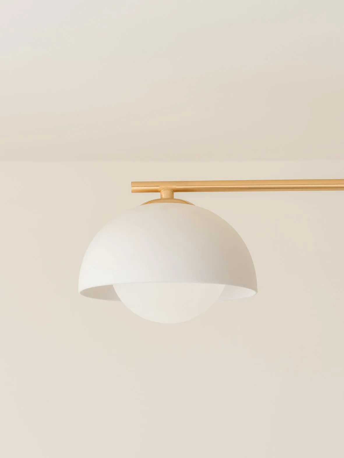 Porsa - 6 light brushed brass and warm white porcelain flush