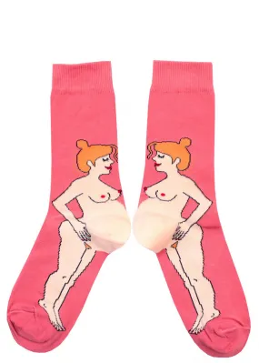 Pregnant Redhead White Woman Socks