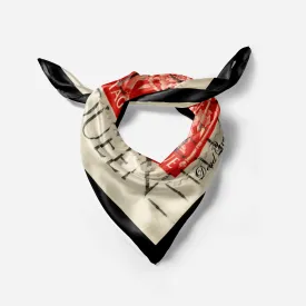 Queen Elizabeth II Red Stamp Silk Square Scarf