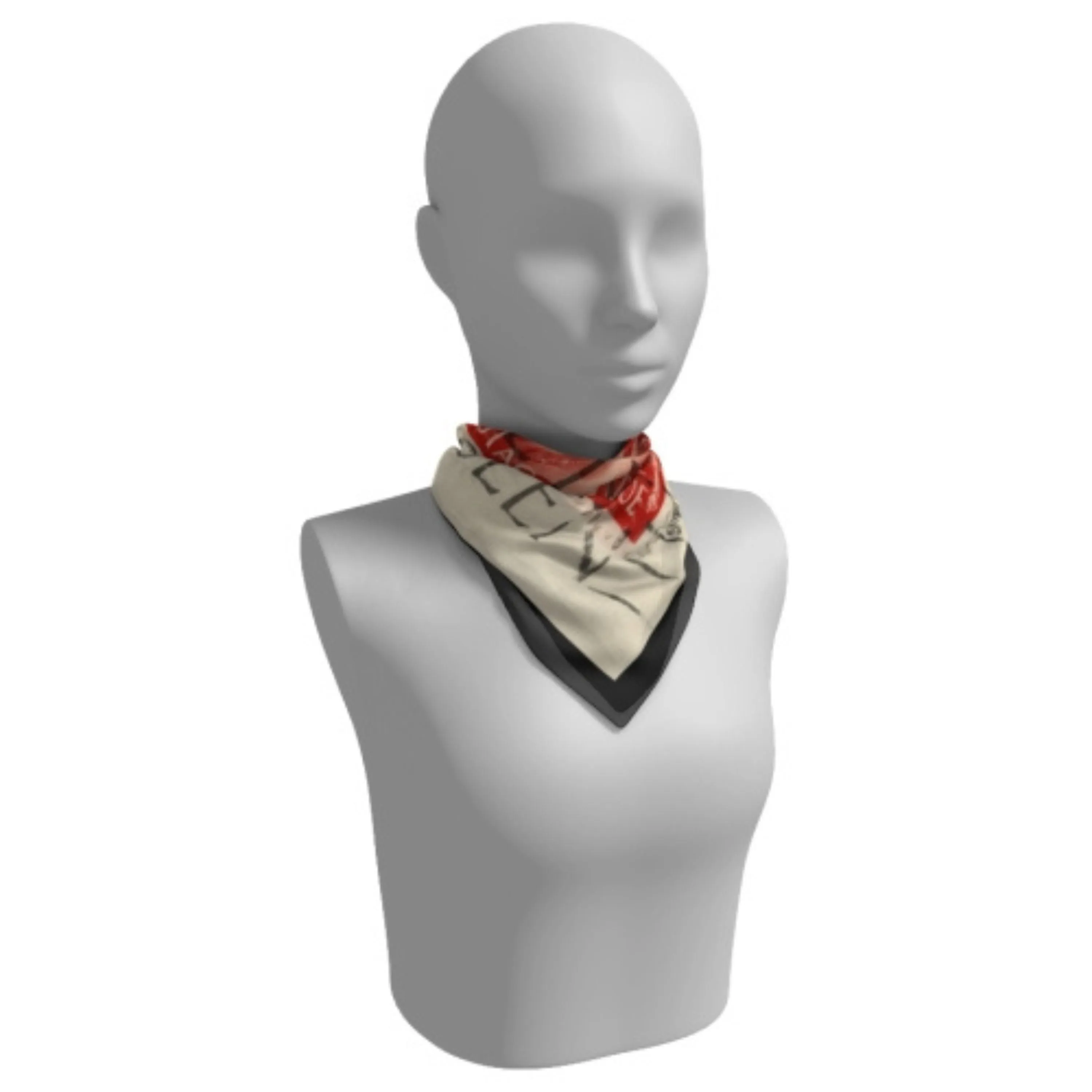 Queen Elizabeth II Red Stamp Silk Square Scarf