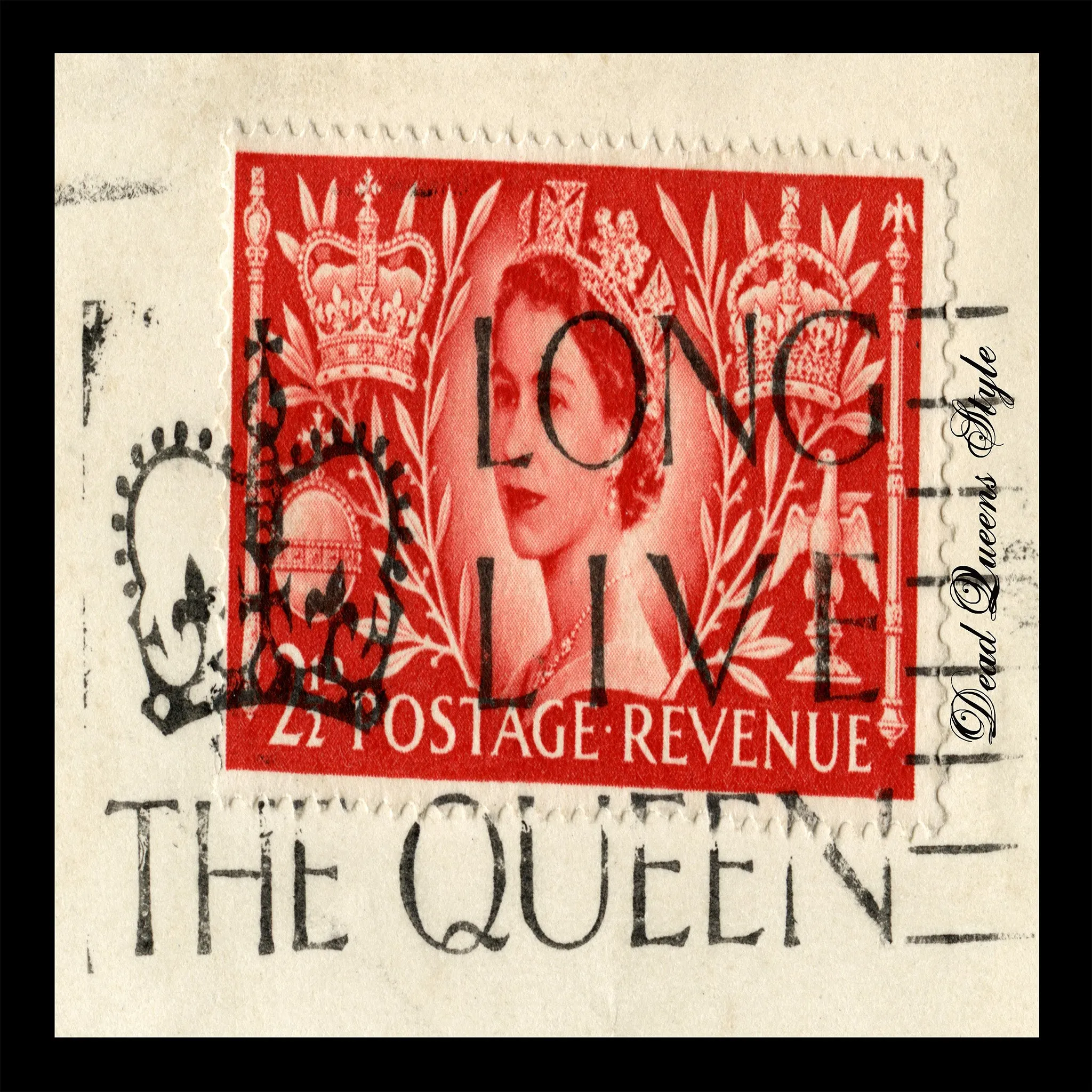 Queen Elizabeth II Red Stamp Silk Square Scarf