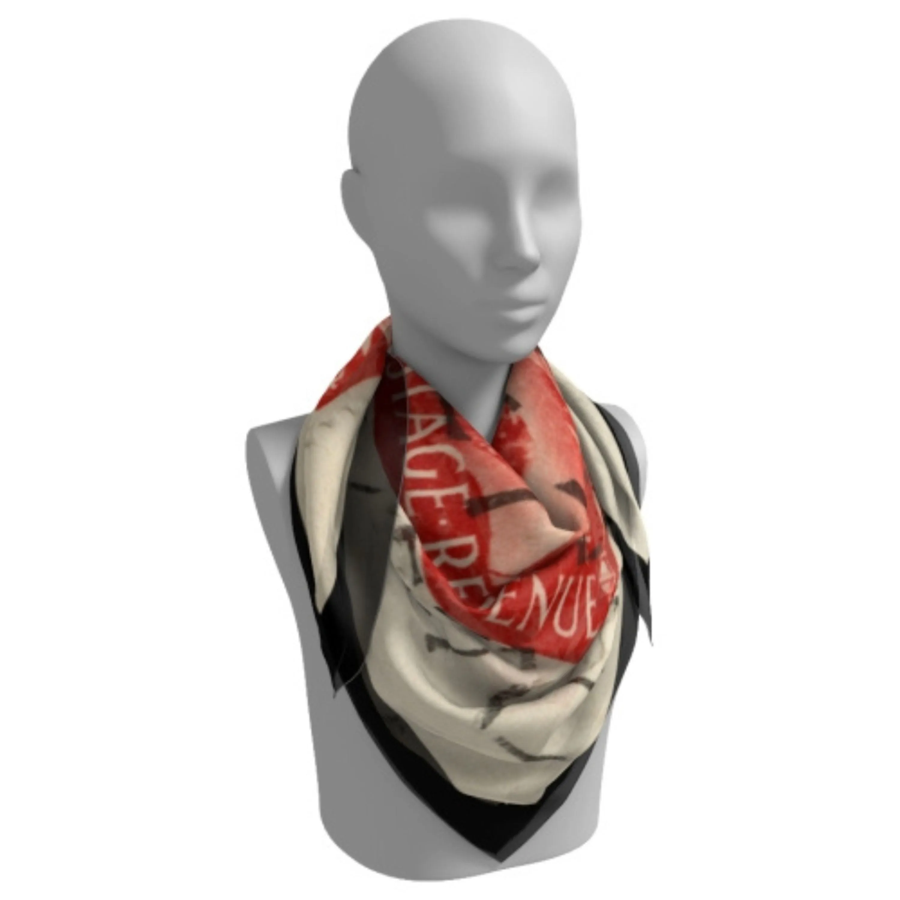 Queen Elizabeth II Red Stamp Silk Square Scarf