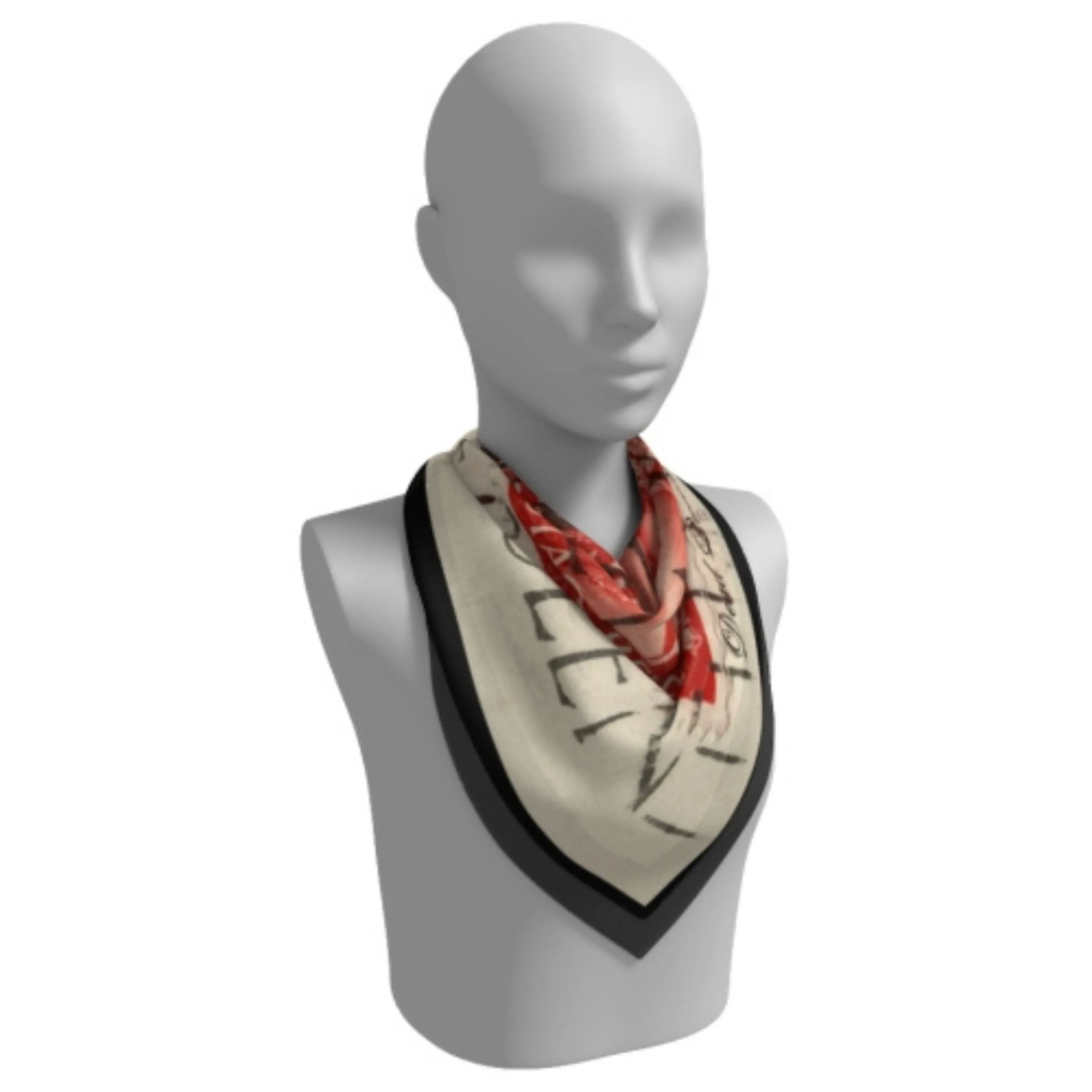 Queen Elizabeth II Red Stamp Silk Square Scarf