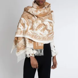 Sabina Savage/Johnston's of Elgin Caramel/Cream Jacquard Blanket Stole