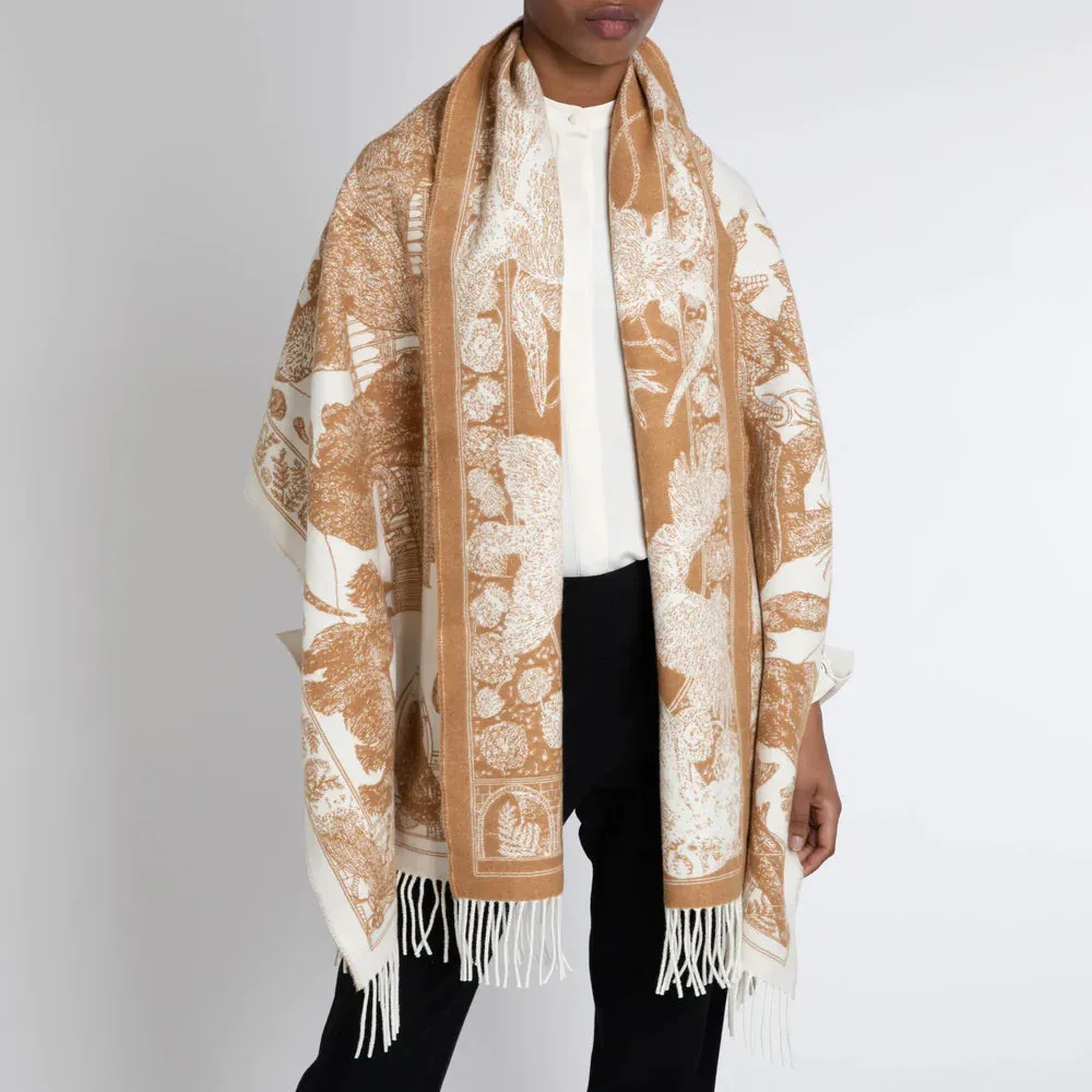 Sabina Savage/Johnston's of Elgin Caramel/Cream Jacquard Blanket Stole