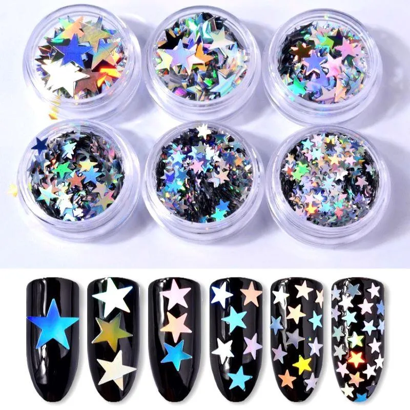 Silver Holographic Stars - 6 Jars Pack
