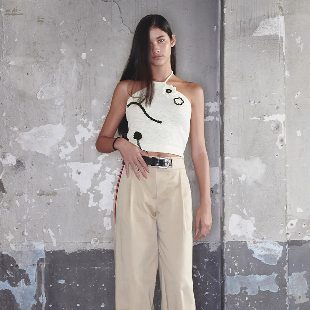 'Sophie' Halter-Neck Top Ivory