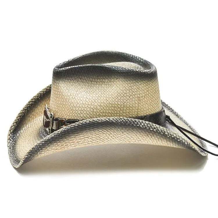 Stampede Western Straw Cowboy Hat - The Black and White Classic