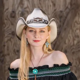 Stampede Western Straw Cowboy Hat - The Black and White Classic