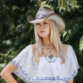 Stampede Western Straw Cowboy Hat - The Grounded Star Tea Stain