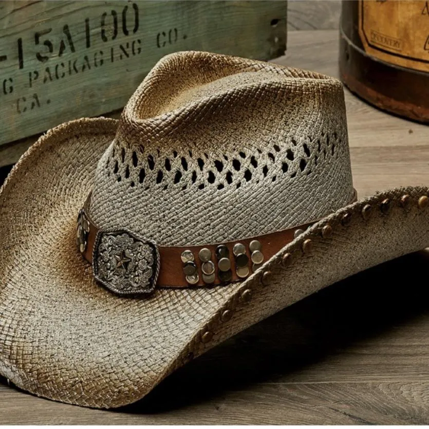 Stampede Western Straw Cowboy Hat - The Grounded Star Tea Stain