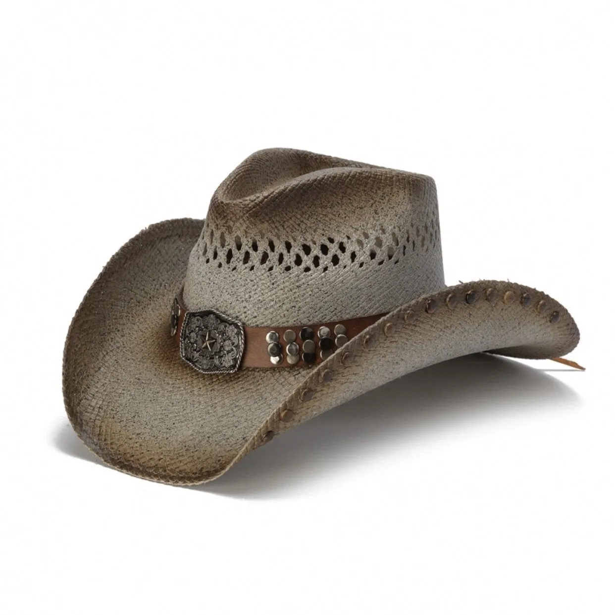 Stampede Western Straw Cowboy Hat - The Grounded Star Tea Stain