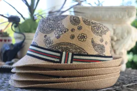 Tan Straw Paisley Fedora