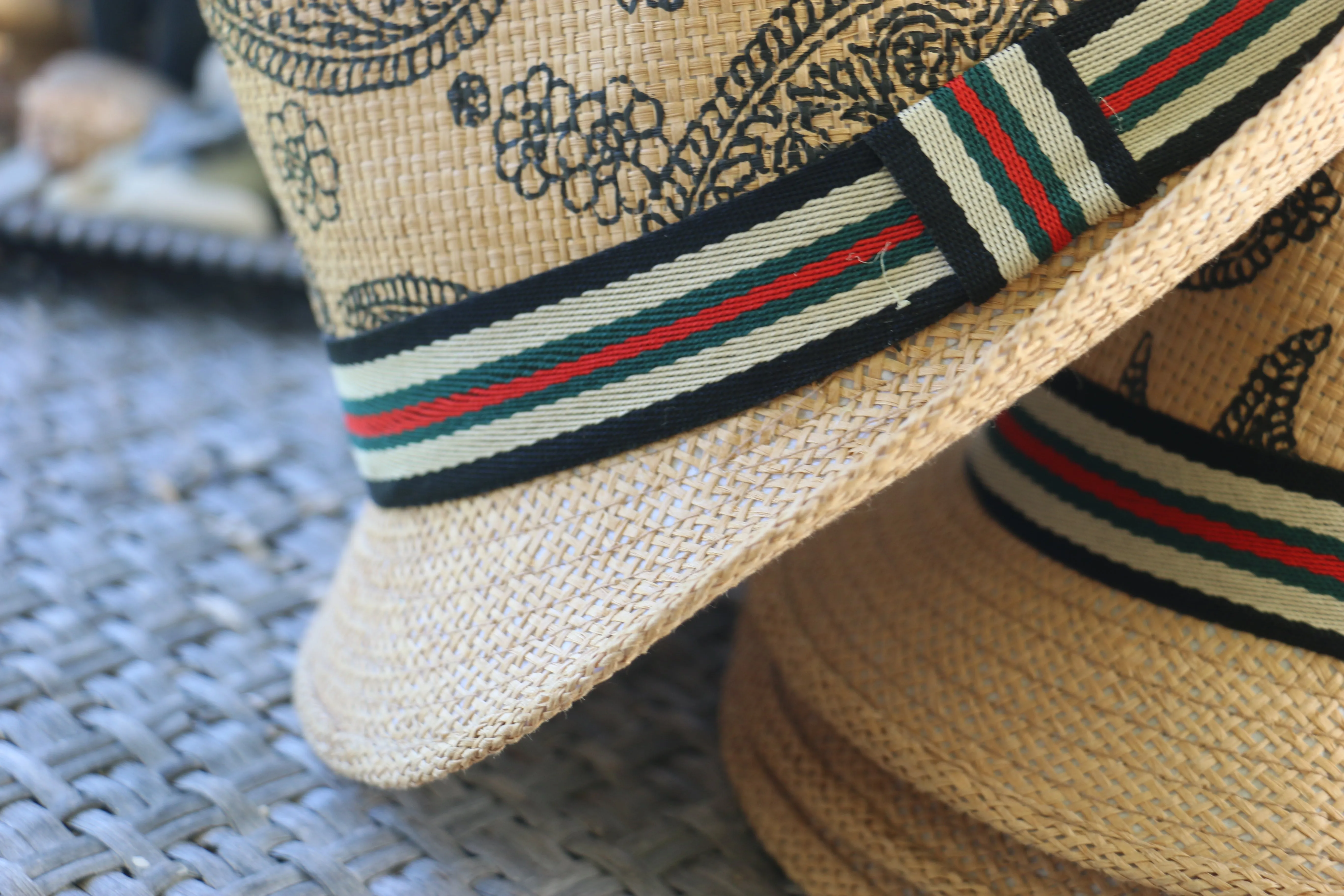 Tan Straw Paisley Fedora