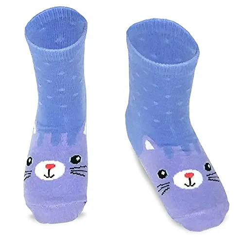 TeeHee Little Girls Cotton Crew Socks 6 Pair Pack (Animal Crew)(K2025)
