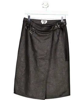 Weekday Black Oda Coated Midi Skirt UK 6