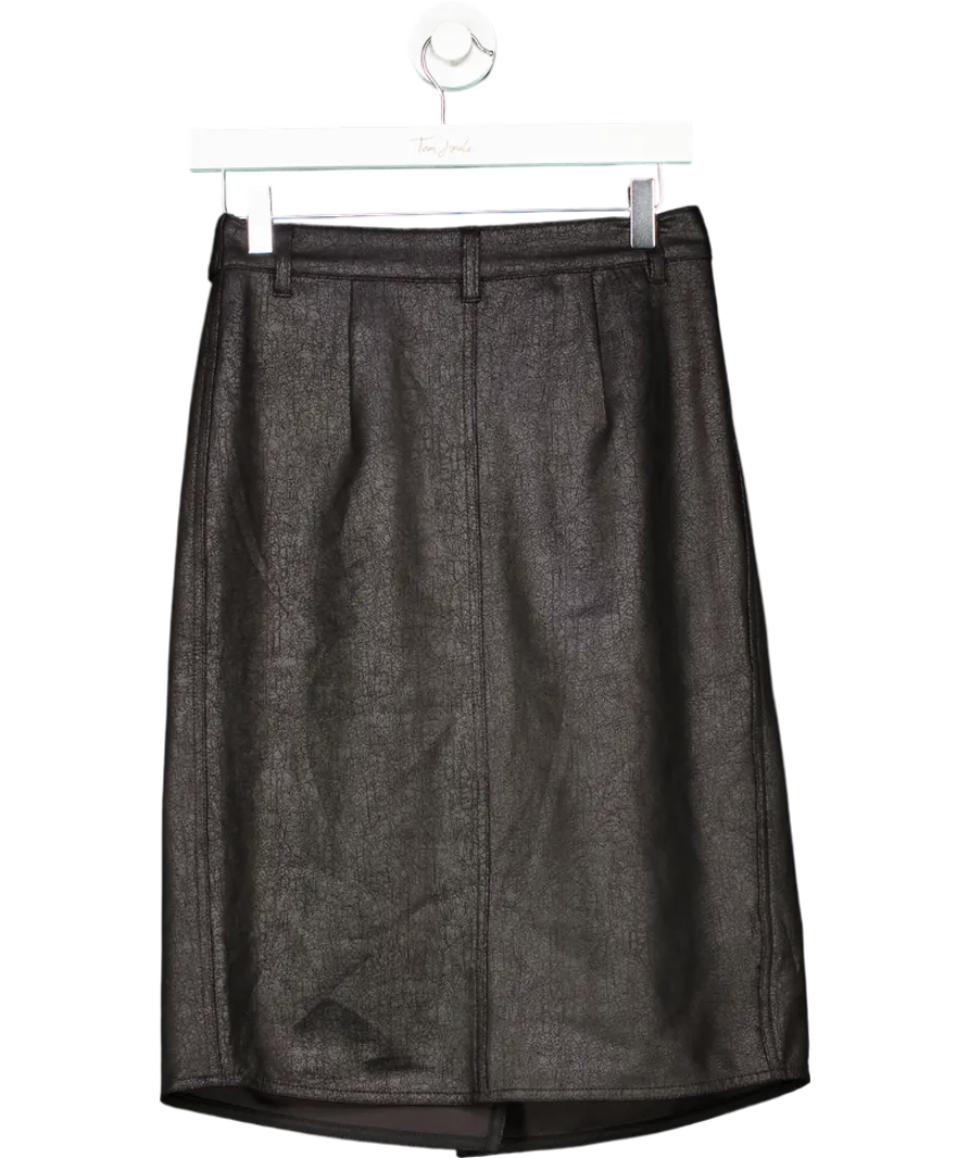 Weekday Black Oda Coated Midi Skirt UK 6