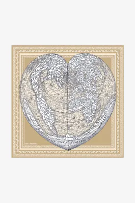 World Map Square Scarf in Natural